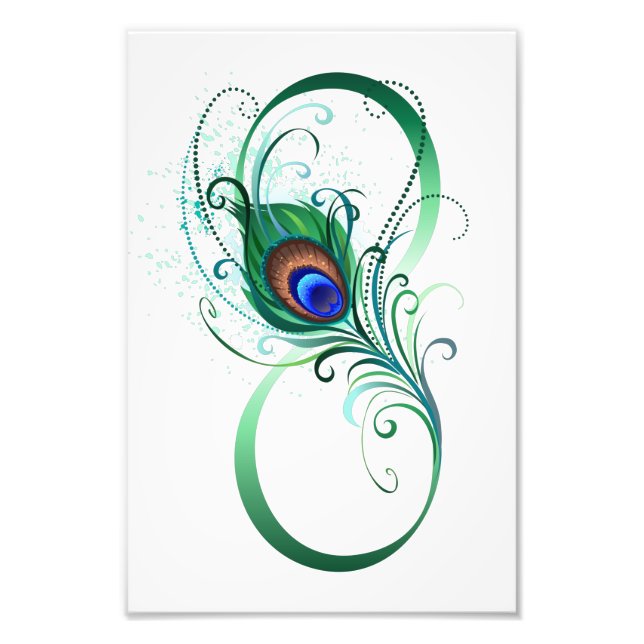 Infinity Symbol with Peacock Feather Photo Print (Front)