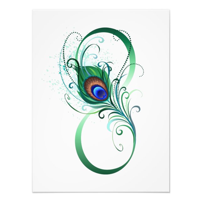 Infinity Symbol with Peacock Feather Photo Print (Front)