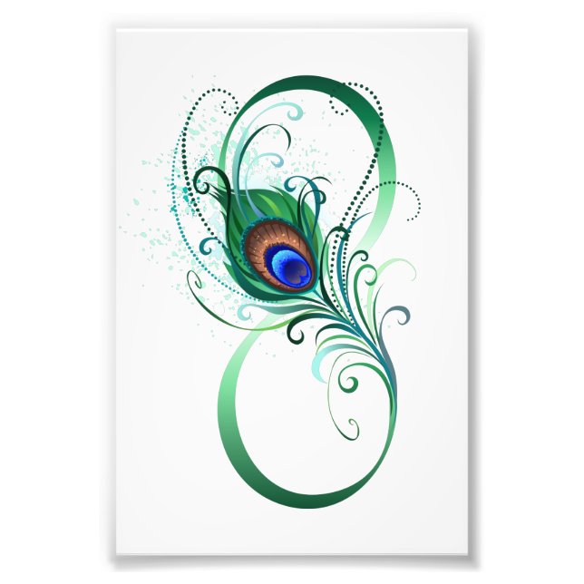 Infinity Symbol with Peacock Feather Photo Print (Front)