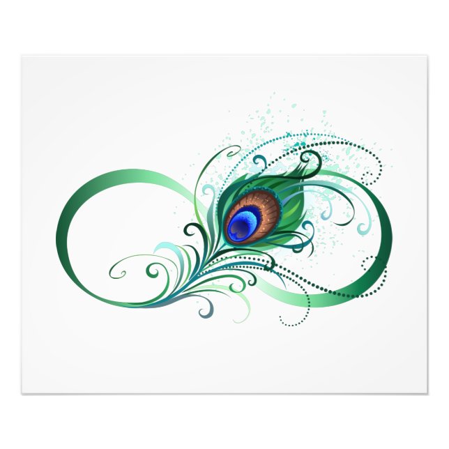 Infinity Symbol with Peacock Feather Photo Print (Front)