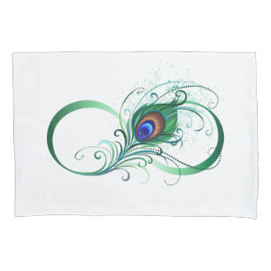 Infinity Symbol with Peacock Feather Pillowcase