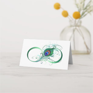 Infinity Symbol with Peacock Feather Place Card