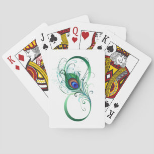 Infinity Symbol with Peacock Feather Playing Cards