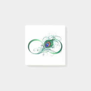 Infinity Symbol with Peacock Feather Post-it Notes