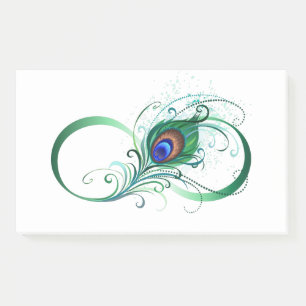 Infinity Symbol with Peacock Feather Post-it Notes