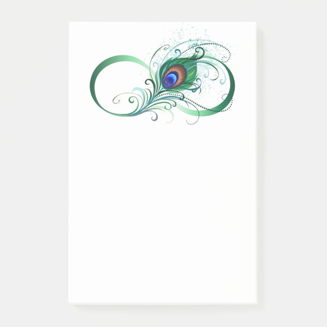 Infinity Symbol with Peacock Feather Post-it Notes (Front)