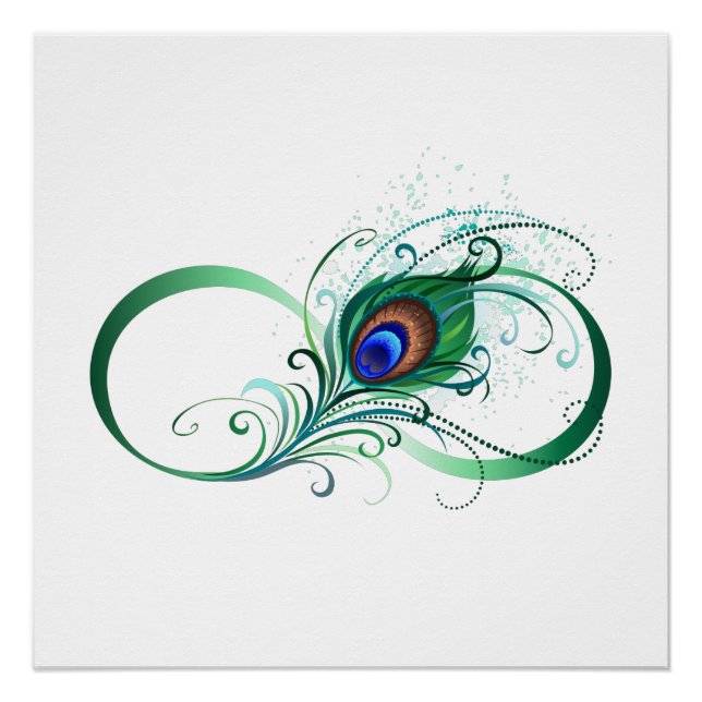 Infinity Symbol with Peacock Feather Poster (Front)