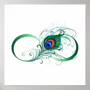 Infinity Symbol with Peacock Feather Poster