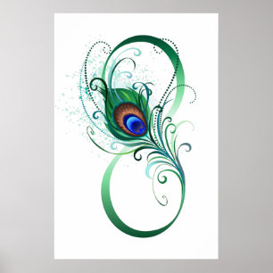 Infinity Symbol with Peacock Feather Poster