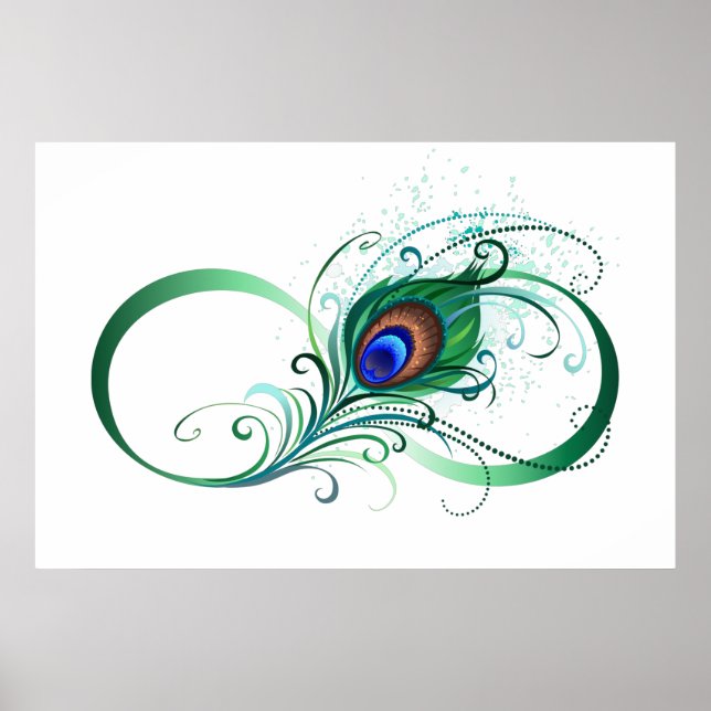 Infinity Symbol with Peacock Feather Poster (Front)