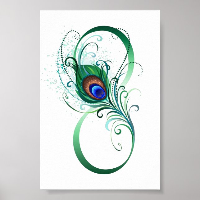 Infinity Symbol with Peacock Feather Poster (Front)