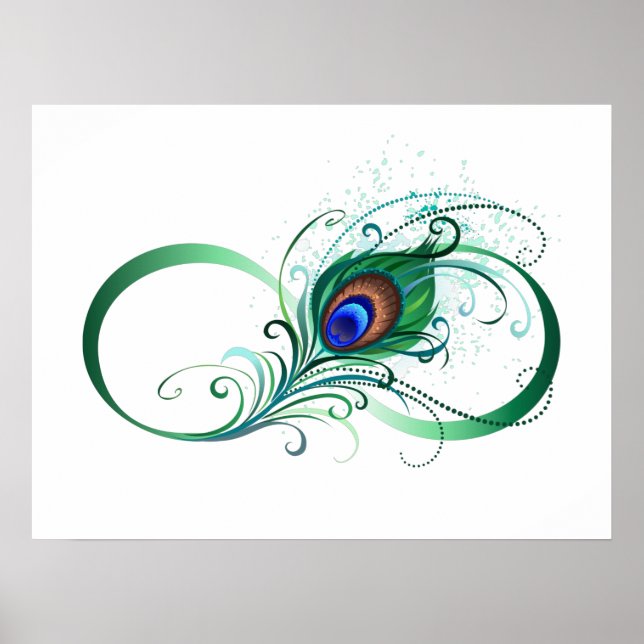 Infinity Symbol with Peacock Feather Poster (Front)
