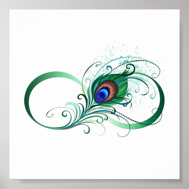 Infinity Symbol with Peacock Feather Poster (Front)