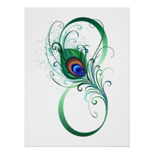 Infinity Symbol with Peacock Feather Poster