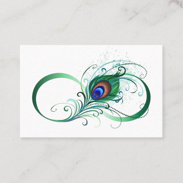 Infinity Symbol with Peacock Feather Referral Card (Front)