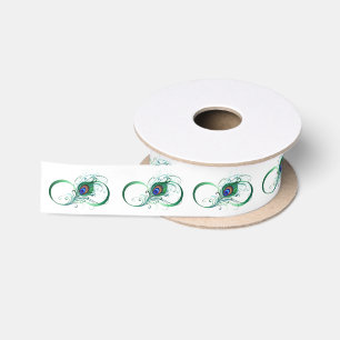 Infinity Symbol with Peacock Feather Satin Ribbon