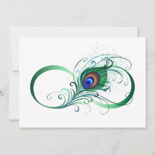 Infinity Symbol with Peacock Feather Save The Date