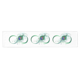 Infinity Symbol with Peacock Feather Short Table Runner