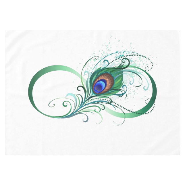 Infinity Symbol with Peacock Feather Tablecloth (Front (Horizontal))