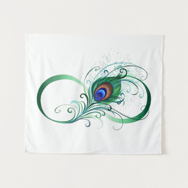 Infinity Symbol with Peacock Feather Tapestry (Front (Horizontal))