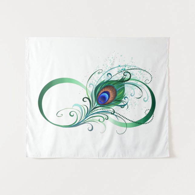 Infinity Symbol with Peacock Feather Tapestry (Front (Horizontal))