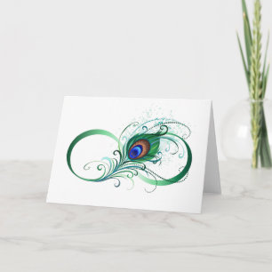 Infinity Symbol with Peacock Feather Thank You Card