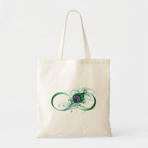 Infinity Symbol with Peacock Feather Tote Bag