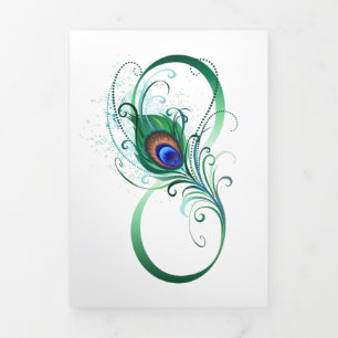 Infinity Symbol with Peacock Feather Tri-Fold Invitation