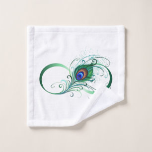 Infinity Symbol with Peacock Feather Wash Cloth
