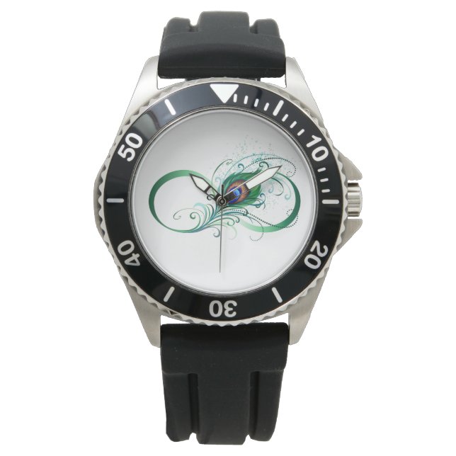 Infinity Symbol with Peacock Feather Watch (Front)