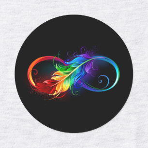Infinity Symbol with Rainbow Feather