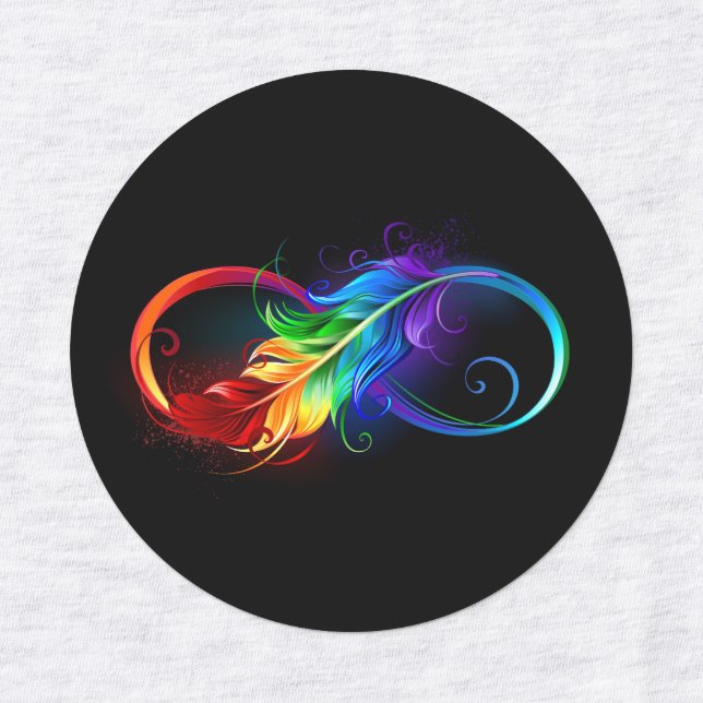 Infinity Symbol with Rainbow Feather (Design 1)