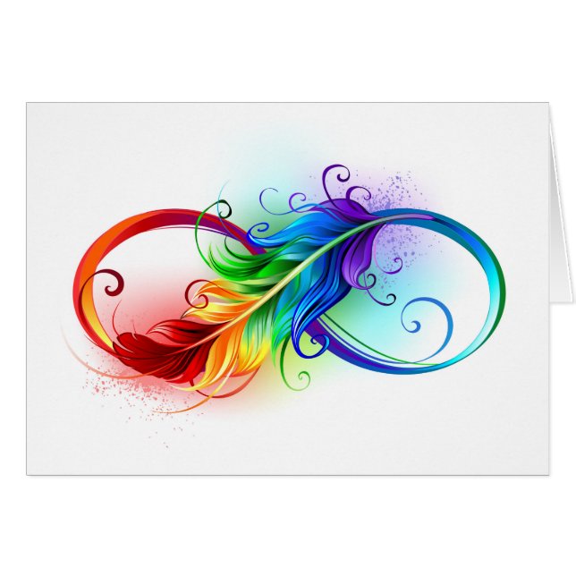 Infinity Symbol with Rainbow Feather (Front Horizontal)