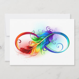 Infinity Symbol with Rainbow Feather