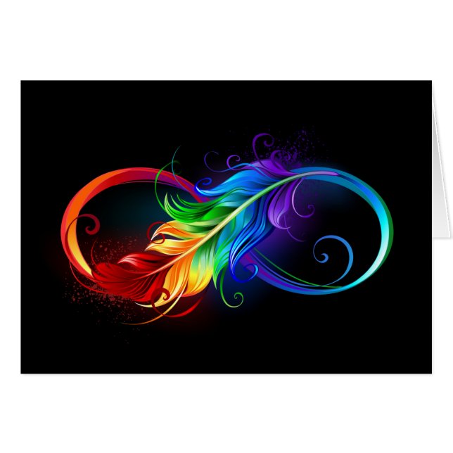 Infinity Symbol with Rainbow Feather (Front Horizontal)