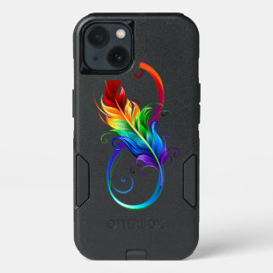 Infinity Symbol with Rainbow Feather