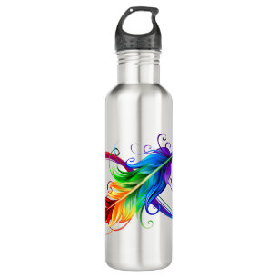 Infinity Symbol with Rainbow Feather 710 Ml Water Bottle