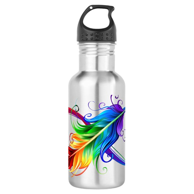 Infinity Symbol with Rainbow Feather 710 Ml Water Bottle (Front)