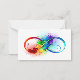 Infinity Symbol with Rainbow Feather Advice Card