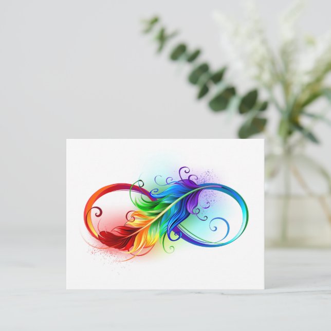 Infinity Symbol with Rainbow Feather Advice Card (Standing Front)