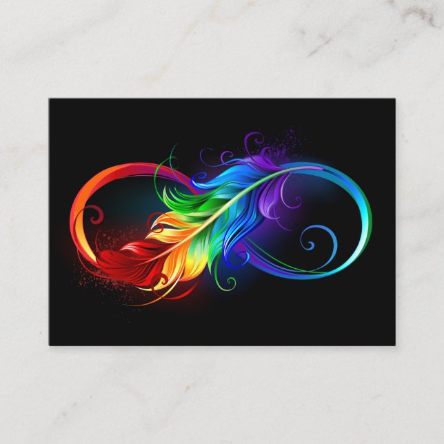 Infinity Symbol with Rainbow Feather Advice Card (Front)