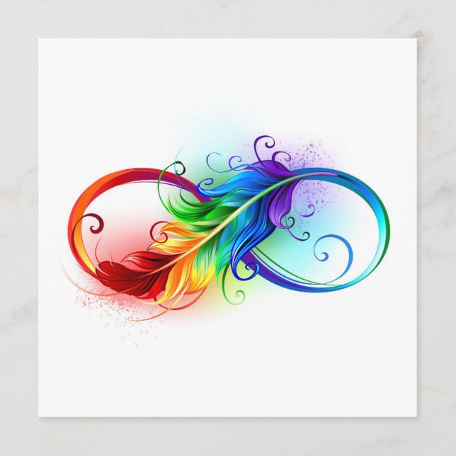 Infinity Symbol with Rainbow Feather Advice Card (Front)