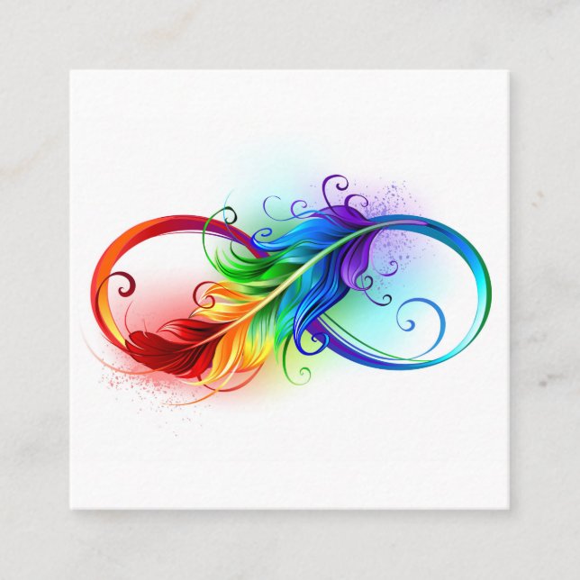 Infinity Symbol with Rainbow Feather Appointment Card (Front)