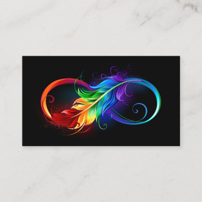 Infinity Symbol with Rainbow Feather Appointment Card (Front)