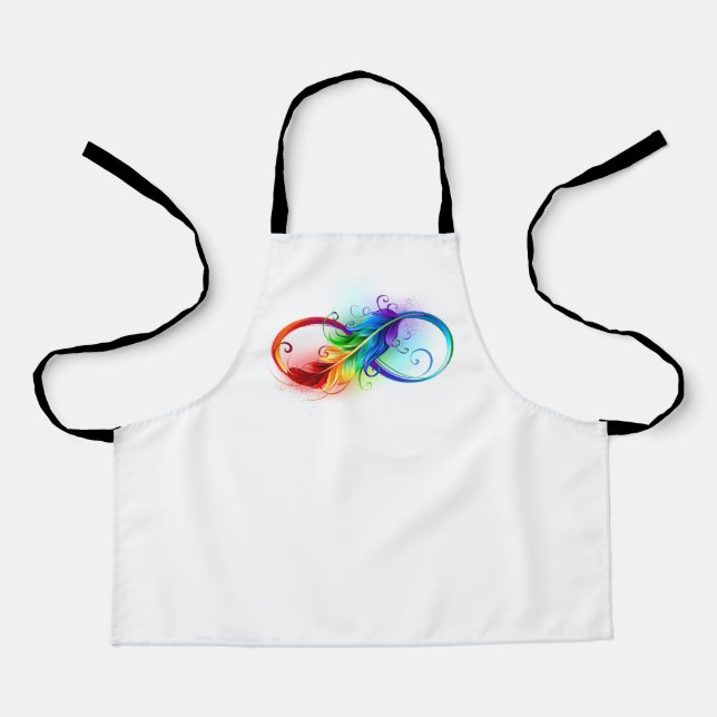 Infinity Symbol with Rainbow Feather Apron (Front)