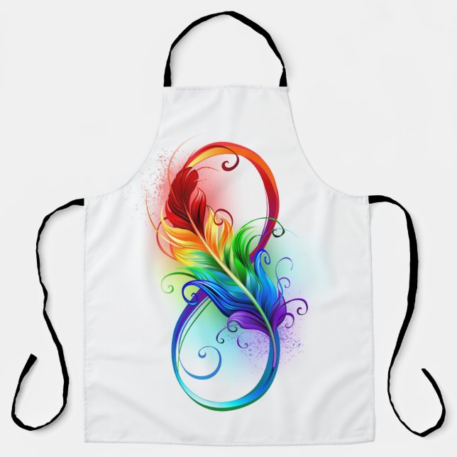 Infinity Symbol with Rainbow Feather Apron (Front)
