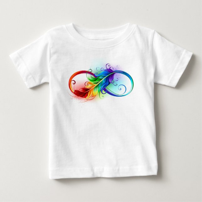Infinity Symbol with Rainbow Feather Baby T-Shirt (Front)