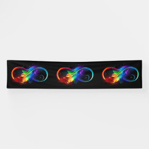Infinity Symbol with Rainbow Feather Banner