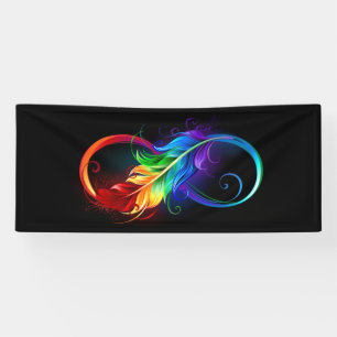 Infinity Symbol with Rainbow Feather Banner