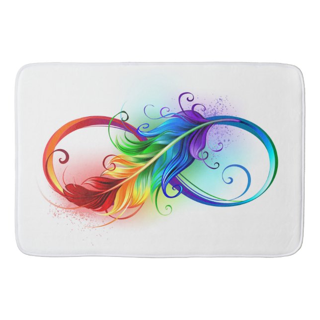 Infinity Symbol with Rainbow Feather Bath Mat (Front)